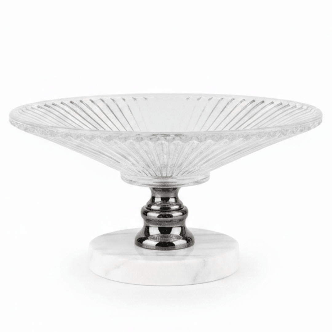 May Flower Round Glass Fruit Bowl with White Marble Base | 20×12 cm - Al Kabayel Discount CentreMay Flower Round Glass Fruit Bowl with White Marble Base | 20×12 cmBowlsMAY FLOWERAl Kabayel Discount Centre