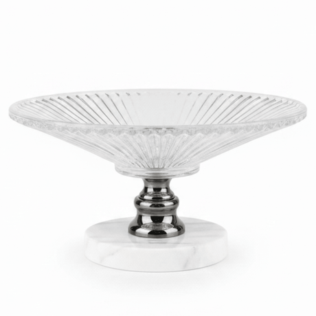 May Flower Round Glass Fruit Bowl with White Marble Base | 20×12 cm - Al Kabayel Discount CentreMay Flower Round Glass Fruit Bowl with White Marble Base | 20×12 cmBowlsMAY FLOWERAl Kabayel Discount Centre