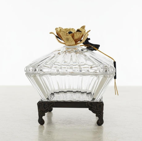 MAY FLOWER Small Crystal Candy Pot with Black and Gold Metal Holder – Elegant Decorative Jar for Dry Fruits, Chocolates, and Sweets – Perfect Gift Item 17x12 cm - Al Kabayel Discount CentreMAY FLOWER Small Crystal Candy Pot with Black and Gold Metal Holder – Elegant Decorative Jar for Dry Fruits, Chocolates, and Sweets – Perfect Gift Item 17x12 cmJars & Food SaversMAY FLOWERAl Kabayel Discount Centre