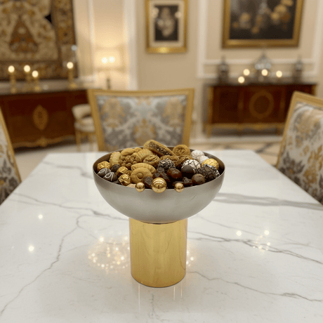 May Flower Stainless Steel Silver & Gold Candy Bowl – 25cm - Al Kabayel Discount CentreMay Flower Stainless Steel Silver & Gold Candy Bowl – 25cmBowlsMAY FLOWERAl Kabayel Discount Centre