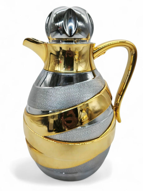 May Flower Vacuum Flask 1Ltr Silver&Gold - Al Kabayel Discount CentreMay Flower Vacuum Flask 1Ltr Silver&GoldThermosMAY FLOWERAl Kabayel Discount Centre