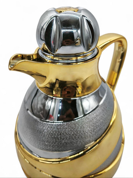 May Flower Vacuum Flask 1Ltr Silver&Gold - Al Kabayel Discount CentreMay Flower Vacuum Flask 1Ltr Silver&GoldThermosMAY FLOWERAl Kabayel Discount Centre