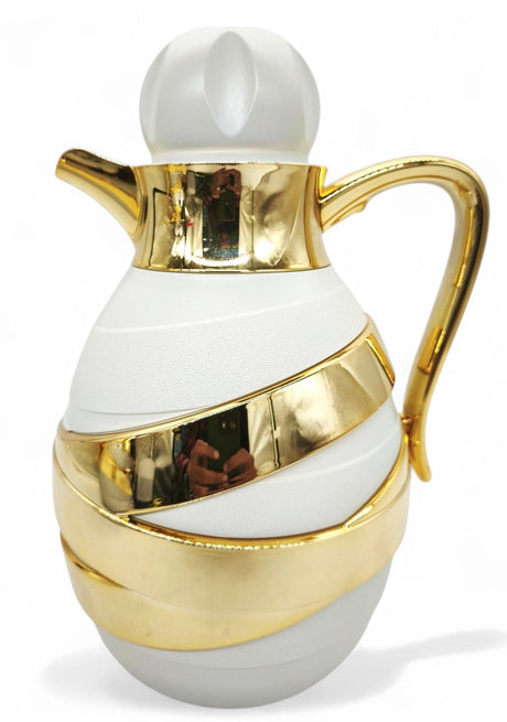 May Flower Vacuum Flask 1Ltr White&Gold - Al Kabayel Discount CentreMay Flower Vacuum Flask 1Ltr White&GoldThermosMAY FLOWERAl Kabayel Discount Centre
