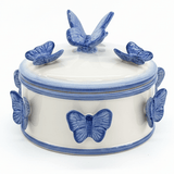 May Flower White Ceramic Candy Pot with Blue Butterfly Design Compact Storage Jar 15x8cm - Al Kabayel Discount CentreMay Flower White Ceramic Candy Pot with Blue Butterfly Design Compact Storage Jar 15x8cmJars & Food SaversMAY FLOWERAl Kabayel Discount Centre