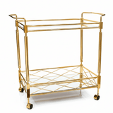 MayFlower 2-Tier Gold Metal & Glass Serving Trolley | Luxury Cart with Diamond Lattice Shelf & Caster Wheels | 70×65×40 cm | - Al Kabayel Discount CentreMayFlower 2-Tier Gold Metal & Glass Serving Trolley | Luxury Cart with Diamond Lattice Shelf & Caster Wheels | 70×65×40 cm |Organizers & AccessoriesMAYFLOWERAl Kabayel Discount Centre
