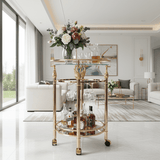 MayFlower 2-Tier Rose Gold Metal & Glass Serving Trolley with Swan Ornament | Rolling Bar Cart | Wine Glass Holder | 83*57cm | - Al Kabayel Discount CentreMayFlower 2-Tier Rose Gold Metal & Glass Serving Trolley with Swan Ornament | Rolling Bar Cart | Wine Glass Holder | 83*57cm |Organizers & AccessoriesMAYFLOWERAl Kabayel Discount Centre