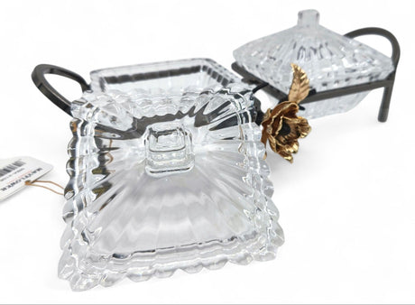 Mayflower 2Pcs Glass Candy Pot With Lid With Chrome Stand - Al Kabayel Discount CentreMayflower 2Pcs Glass Candy Pot With Lid With Chrome StandBowlsMAYFLOWERAl Kabayel Discount Centre