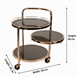 MayFlower 3-Tier Rose Gold Metal & Smoked Glass Serving Trolley with Castor Wheels | Luxury Cart for Living Room, Majlis & Dining | 60×54×44 cm | - Al Kabayel Discount CentreMayFlower 3-Tier Rose Gold Metal & Smoked Glass Serving Trolley with Castor Wheels | Luxury Cart for Living Room, Majlis & Dining | 60×54×44 cm |Organizers & AccessoriesMAYFLOWERAl Kabayel Discount Centre