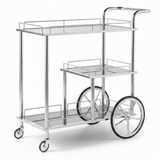 MayFlower 3-Tier Silver Chrome Metal & Clear Glass Serving Trolley Bar Cart | Rolling Hospitality Cart with Spoked Wheels | 77cm × 75cm × 40cm | - Al Kabayel Discount CentreMayFlower 3-Tier Silver Chrome Metal & Clear Glass Serving Trolley Bar Cart | Rolling Hospitality Cart with Spoked Wheels | 77cm × 75cm × 40cm |Organizers & AccessoriesMAYFLOWERAl Kabayel Discount Centre