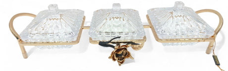 Mayflower 3Pcs Glass Candy Pot With Lid With Golden Stand - Al Kabayel Discount CentreMayflower 3Pcs Glass Candy Pot With Lid With Golden StandBowlsMAYFLOWERAl Kabayel Discount Centre