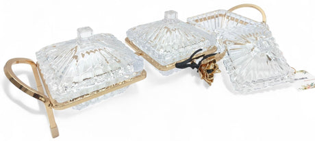 Mayflower 3Pcs Glass Candy Pot With Lid With Golden Stand - Al Kabayel Discount CentreMayflower 3Pcs Glass Candy Pot With Lid With Golden StandBowlsMAYFLOWERAl Kabayel Discount Centre