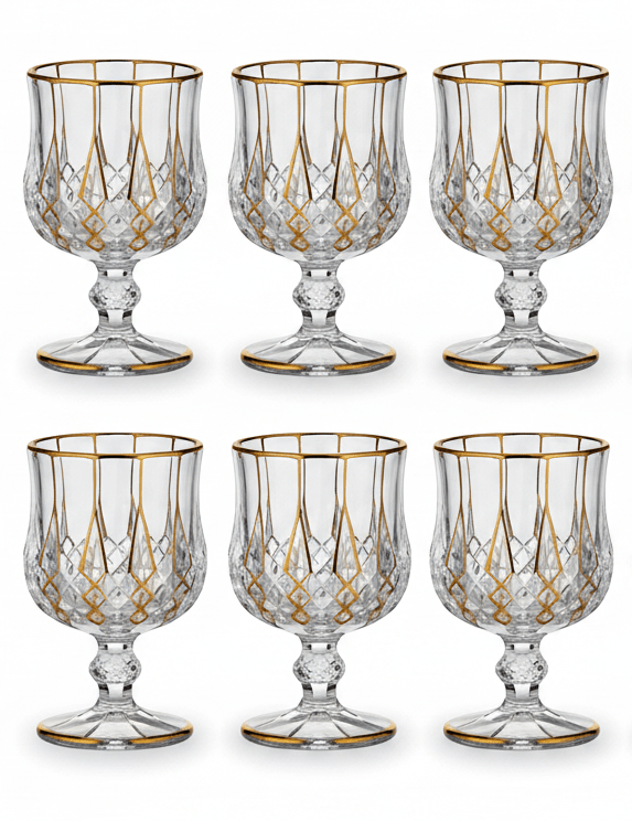 Mayflower 7 Pcs Crystal Glass Decanter Set – 1 Decanter & 6 Glasses - Gold Accent Diamond Cut - Al Kabayel Discount CentreMayflower 7 Pcs Crystal Glass Decanter Set – 1 Decanter & 6 Glasses - Gold Accent Diamond CutDrinkware SetsMAYFLOWERAl Kabayel Discount Centre