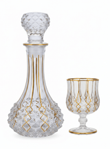 Mayflower 7 Pcs Crystal Glass Decanter Set – 1 Decanter & 6 Glasses - Gold Accent Diamond Cut - Al Kabayel Discount CentreMayflower 7 Pcs Crystal Glass Decanter Set – 1 Decanter & 6 Glasses - Gold Accent Diamond CutDrinkware SetsMAYFLOWERAl Kabayel Discount Centre