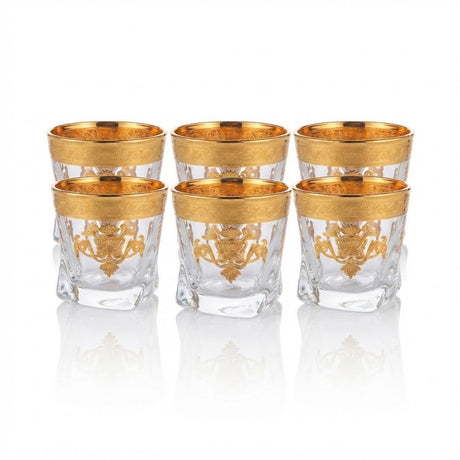 Mayflower 7 Pcs Crystal Glass Decanter Set – 1 Decanter & 6 Glasses - Gold Baroque Motif - Al Kabayel Discount CentreMayflower 7 Pcs Crystal Glass Decanter Set – 1 Decanter & 6 Glasses - Gold Baroque MotifDrinkware SetsMAYFLOWERAl Kabayel Discount Centre