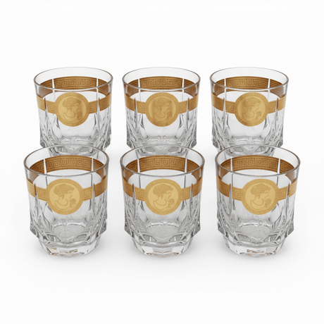 Mayflower 7-Piece Crystal Glass Decanter Set - 1 Decanter & 6 Glasses - Gold Medallion Edition - Al Kabayel Discount CentreMayflower 7-Piece Crystal Glass Decanter Set - 1 Decanter & 6 Glasses - Gold Medallion EditionDrinkware SetsMAYFLOWERAl Kabayel Discount Centre