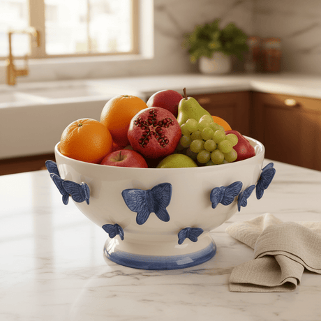 MayFlower Butterfly Bloom White Ceramic Fruit Bowl with Blue Butterfly Design Elegant Serving Bowl 30×21×15cm - Al Kabayel Discount CentreMayFlower Butterfly Bloom White Ceramic Fruit Bowl with Blue Butterfly Design Elegant Serving Bowl 30×21×15cmBowlsMAYFLOWERAl Kabayel Discount Centre