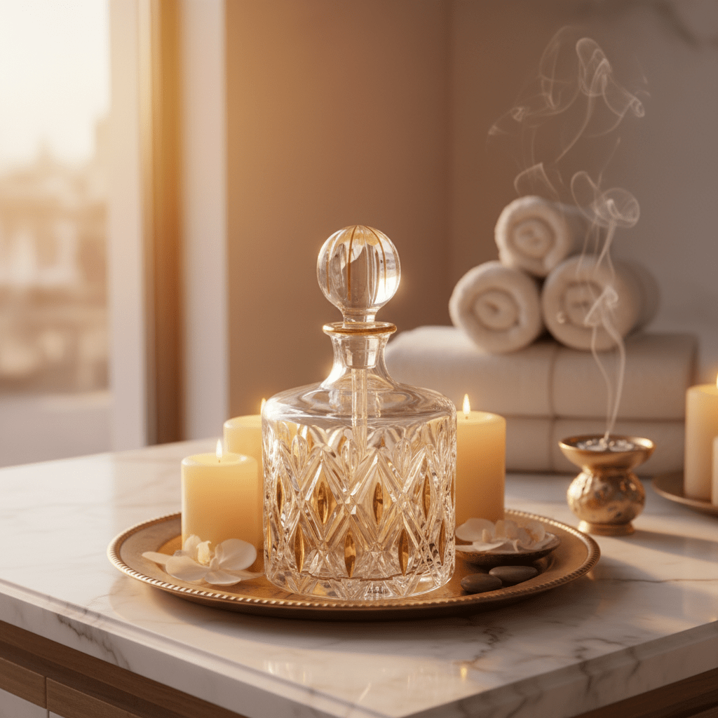 Mayflower Crystal Glass Perfume Bottle with Golden Shade — 1100ml - Al Kabayel Discount CentreMayflower Crystal Glass Perfume Bottle with Golden Shade — 1100mlPerfume BottlesMAYFLOWERAl Kabayel Discount Centre
