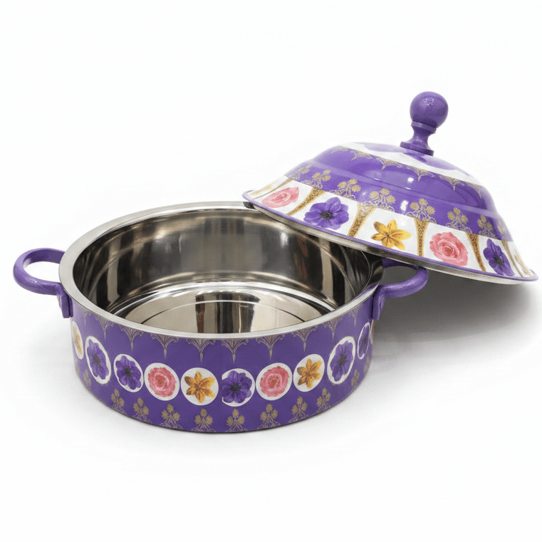 Mayflower Extra Large Stainless Steel Insulated Hotpot with Purple Floral Print High Capacity Serving Pot 8000 ml - Al Kabayel Discount CentreMayflower Extra Large Stainless Steel Insulated Hotpot with Purple Floral Print High Capacity Serving Pot 8000 mlCasserolesMAYFLOWERAl Kabayel Discount Centre