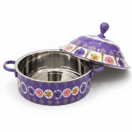 Mayflower Extra Large Stainless Steel Insulated Hotpot with Purple Floral Print High Capacity Serving Pot 8000 ml - Al Kabayel Discount CentreMayflower Extra Large Stainless Steel Insulated Hotpot with Purple Floral Print High Capacity Serving Pot 8000 mlCasserolesMAYFLOWERAl Kabayel Discount Centre