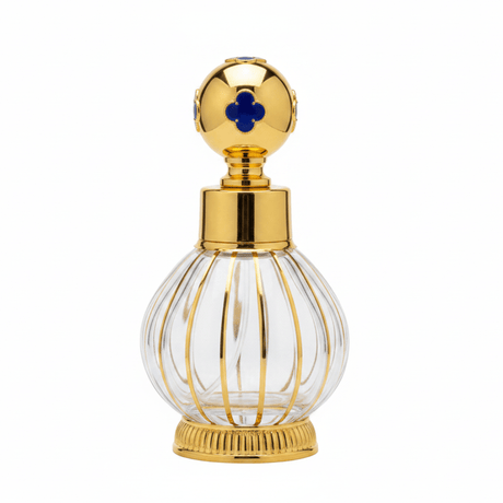 Mayflower Glass Perfume Bottle with Gold Metal Base — 200ml - Navy Blue / Red - Al Kabayel Discount CentreMayflower Glass Perfume Bottle with Gold Metal Base — 200ml - Navy Blue / RedPerfume BottlesMAYFLOWERAl Kabayel Discount Centre