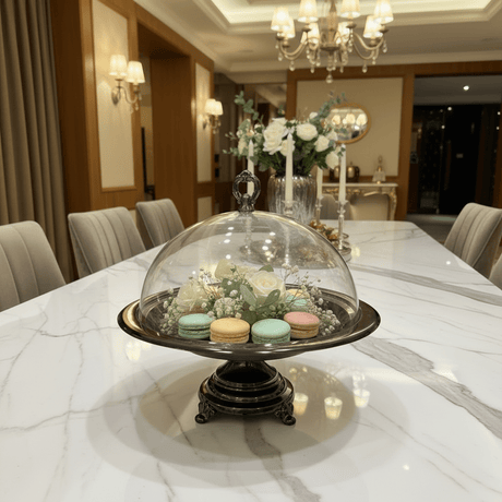 MayFlower NoirDome Tinted Black Footed Metal Round Cake Stand with Acrylic Dome Cover Display Plate 36cm - Al Kabayel Discount CentreMayFlower NoirDome Tinted Black Footed Metal Round Cake Stand with Acrylic Dome Cover Display Plate 36cmServing TraysMAYFLOWERAl Kabayel Discount Centre