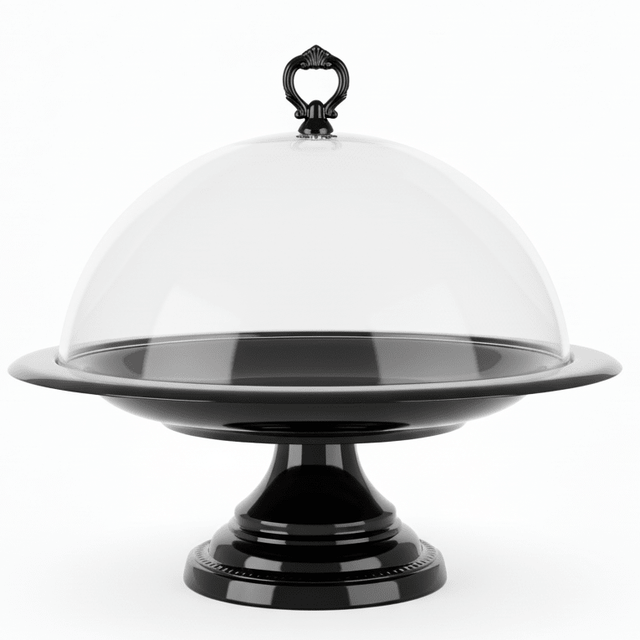 MayFlower NoirDome Tinted Black Footed Metal Round Cake Stand with Acrylic Dome Cover Display Plate 36cm - Al Kabayel Discount CentreMayFlower NoirDome Tinted Black Footed Metal Round Cake Stand with Acrylic Dome Cover Display Plate 36cmServing TraysMAYFLOWERAl Kabayel Discount Centre
