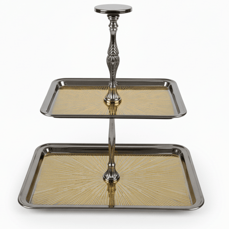 MayFlower NoirServe 2 - Tier Rectangular Metal Serving Tray with Acrylic Lids Elegant Dessert Stand 28×20cm & 21×15cm - Al Kabayel Discount CentreMayFlower NoirServe 2 - Tier Rectangular Metal Serving Tray with Acrylic Lids Elegant Dessert Stand 28×20cm & 21×15cmServing TraysMAYFLOWERAl Kabayel Discount Centre
