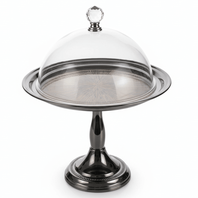 MayFlower NoirServe Tinted Black Footed Metal Serving Tray with Acrylic Lid Modern Display Tray 20cm - Al Kabayel Discount CentreMayFlower NoirServe Tinted Black Footed Metal Serving Tray with Acrylic Lid Modern Display Tray 20cmServing TraysMAYFLOWERAl Kabayel Discount Centre
