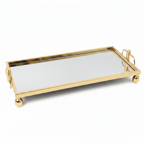 Mayflower Polished Gold-Plated Metal & Mirror Glass Rectangular Serving Tray 60×25cm / 90×25cm - Al Kabayel Discount CentreMayflower Polished Gold-Plated Metal & Mirror Glass Rectangular Serving Tray 60×25cm / 90×25cmServing TraysMAYFLOWERAl Kabayel Discount Centre