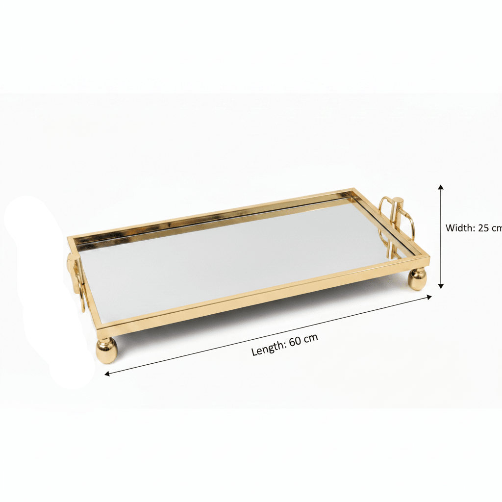 Mayflower Polished Gold-Plated Metal & Mirror Glass Rectangular Serving Tray 60×25cm / 90×25cm - Al Kabayel Discount CentreMayflower Polished Gold-Plated Metal & Mirror Glass Rectangular Serving Tray 60×25cm / 90×25cmServing TraysMAYFLOWERAl Kabayel Discount Centre