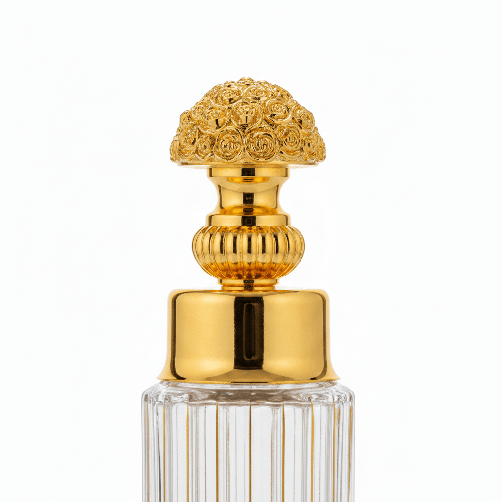 Mayflower Ribbed Crystal Glass Perfume Bottle with Ornate Gold Metal Base — 250ml - Al Kabayel Discount CentreMayflower Ribbed Crystal Glass Perfume Bottle with Ornate Gold Metal Base — 250mlPerfume BottlesMAYFLOWERAl Kabayel Discount Centre