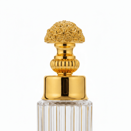 Mayflower Ribbed Crystal Glass Perfume Bottle with Ornate Gold Metal Base — 250ml - Al Kabayel Discount CentreMayflower Ribbed Crystal Glass Perfume Bottle with Ornate Gold Metal Base — 250mlPerfume BottlesMAYFLOWERAl Kabayel Discount Centre