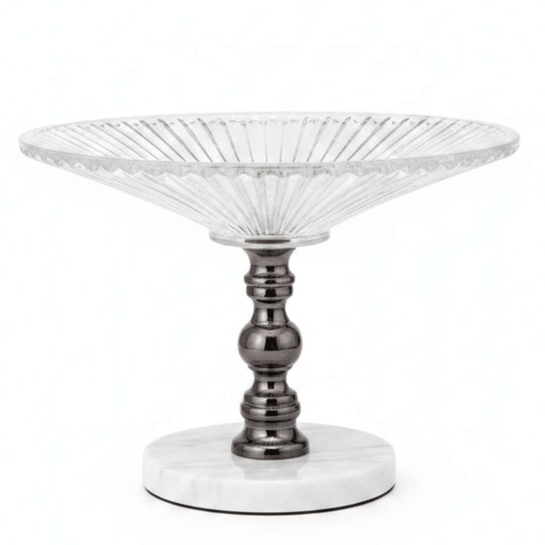 Mayflower Round Glass Fruit Bowl with White Marble Base | 24×18 cm - Al Kabayel Discount CentreMayflower Round Glass Fruit Bowl with White Marble Base | 24×18 cmBowlsMAY FLOWERAl Kabayel Discount Centre