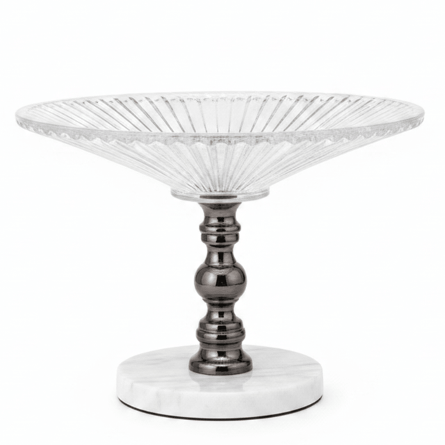 Mayflower Round Glass Fruit Bowl with White Marble Base | 24×18 cm - Al Kabayel Discount CentreMayflower Round Glass Fruit Bowl with White Marble Base | 24×18 cmBowlsMAY FLOWERAl Kabayel Discount Centre