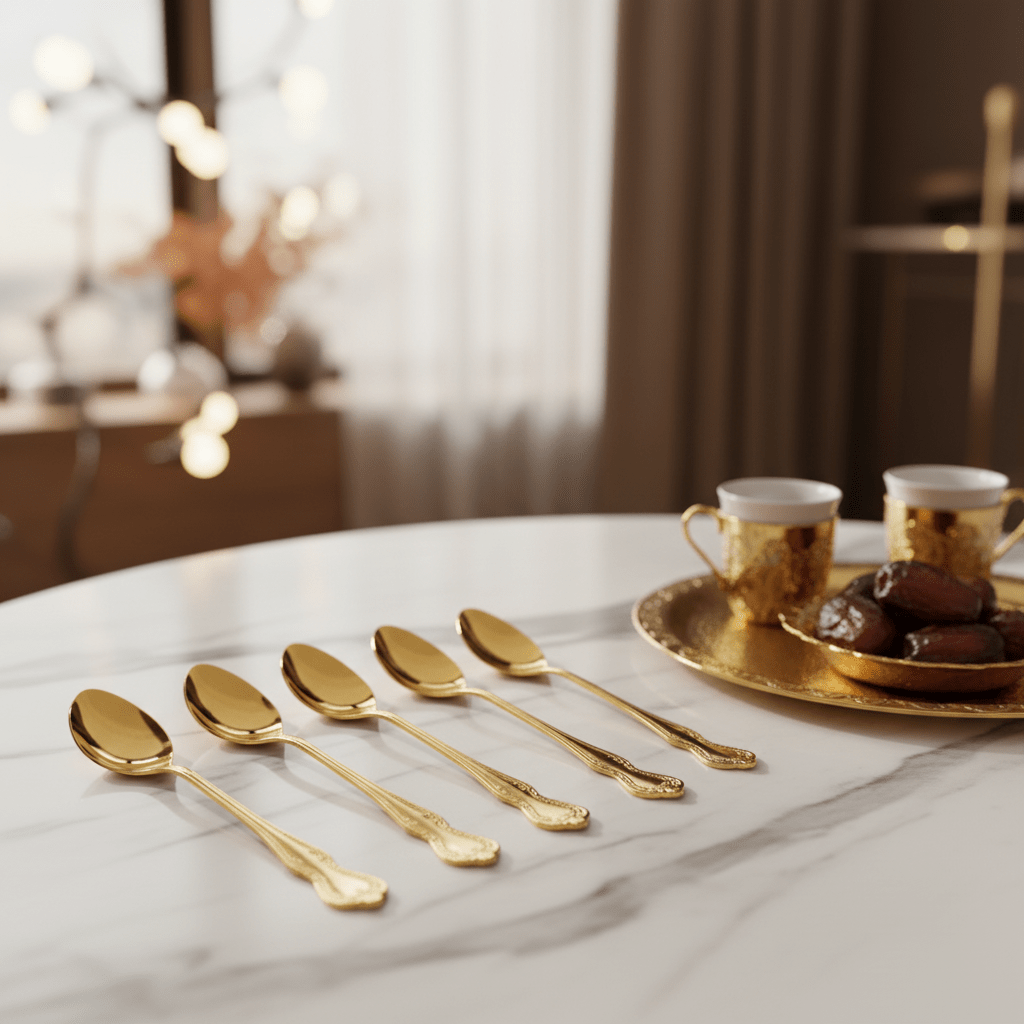 MayFlower Stainless Steel Classic Gold Metal Spoon Set of 6 Pieces Durable and Stylish Cutlery for Everyday Use – 15 cm - Al Kabayel Discount CentreMayFlower Stainless Steel Classic Gold Metal Spoon Set of 6 Pieces Durable and Stylish Cutlery for Everyday Use – 15 cmSpatulas And SpoonsMAYFLOWERAl Kabayel Discount Centre
