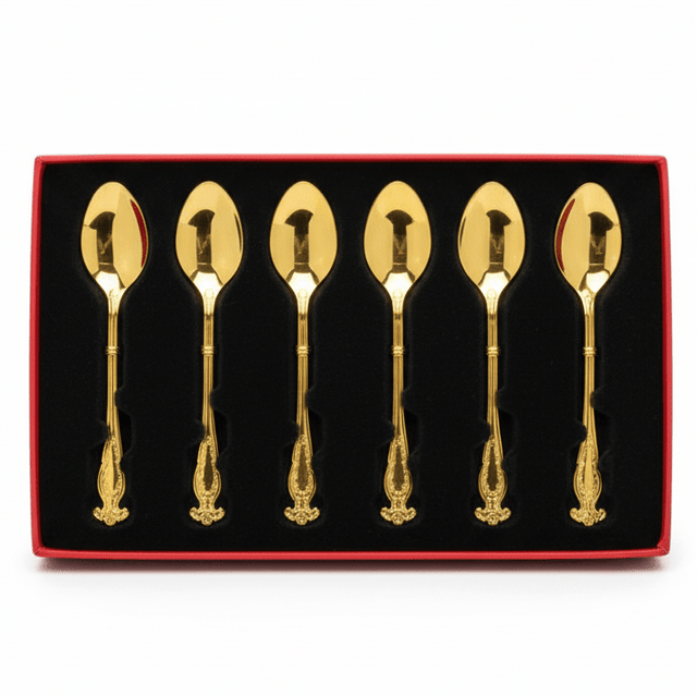 MayFlower Stainless Steel Classic Gold Metal Spoon Set of 6 Pieces Durable and Stylish Cutlery for Everyday Use – 15 cm - Al Kabayel Discount CentreMayFlower Stainless Steel Classic Gold Metal Spoon Set of 6 Pieces Durable and Stylish Cutlery for Everyday Use – 15 cmSpatulas And SpoonsMAYFLOWERAl Kabayel Discount Centre