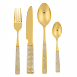 MayFlower Stainless Steel Gold Diamond Pattern Handle Spoon and Fork Set Complete Dining Cutlery Set for Home and Events – 24 Pieces - Al Kabayel Discount CentreMayFlower Stainless Steel Gold Diamond Pattern Handle Spoon and Fork Set Complete Dining Cutlery Set for Home and Events – 24 PiecesSpatulas And SpoonsMAYFLOWERAl Kabayel Discount Centre