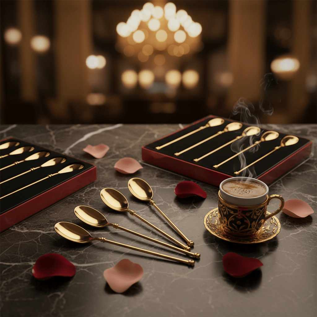 MayFlower Stainless Steel Gold Finish Spoon Set of 6 Pieces Premium Cutlery Set for Dining, Kitchen and Gifting – 20 cm - Al Kabayel Discount CentreMayFlower Stainless Steel Gold Finish Spoon Set of 6 Pieces Premium Cutlery Set for Dining, Kitchen and Gifting – 20 cmSpatulas And SpoonsMAYFLOWERAl Kabayel Discount Centre