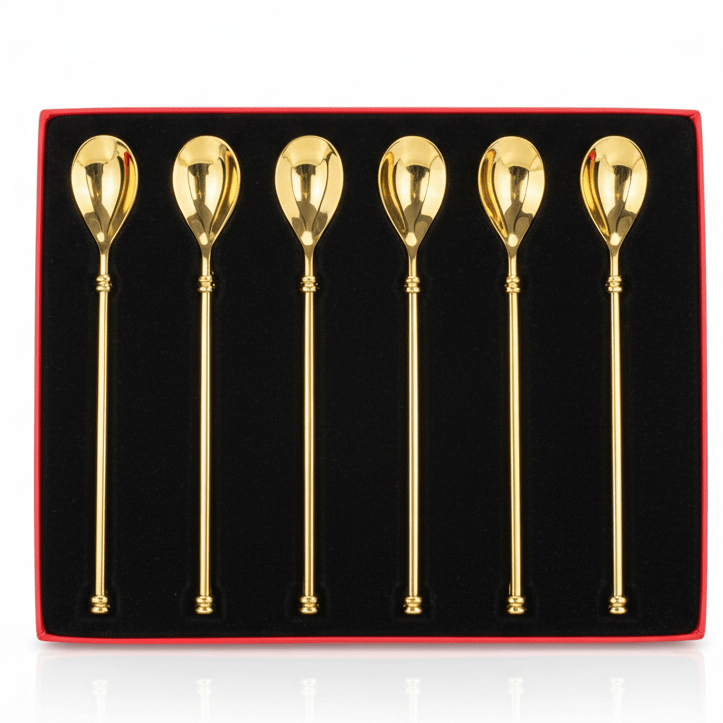 MayFlower Stainless Steel Gold Finish Spoon Set of 6 Pieces Premium Cutlery Set for Dining, Kitchen and Gifting – 20 cm - Al Kabayel Discount CentreMayFlower Stainless Steel Gold Finish Spoon Set of 6 Pieces Premium Cutlery Set for Dining, Kitchen and Gifting – 20 cmSpatulas And SpoonsMAYFLOWERAl Kabayel Discount Centre