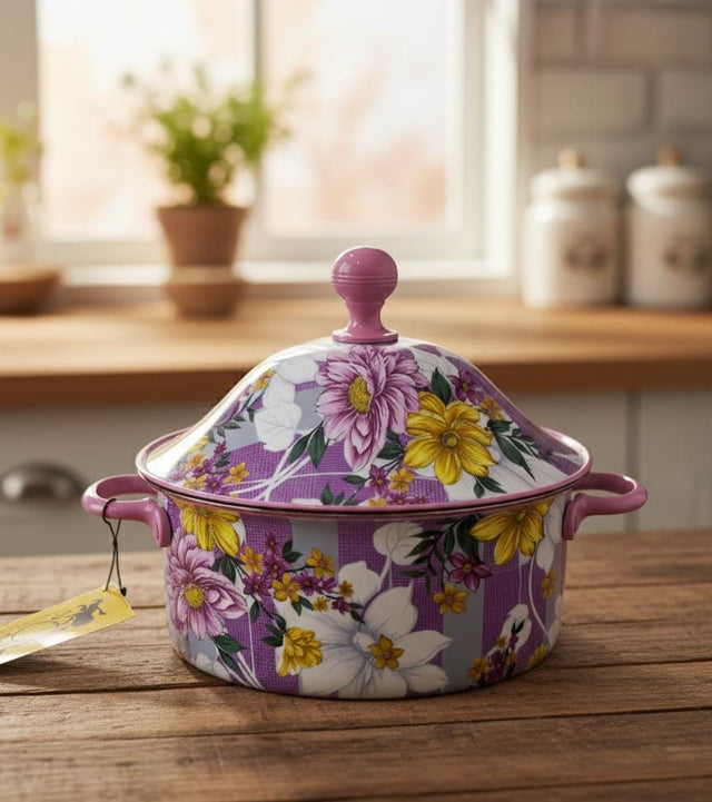 MayFlower Stainless Steel Hot Pot 1500ml – Violet Floral Design, Thermal Food Serving Container - Al Kabayel Discount CentreMayFlower Stainless Steel Hot Pot 1500ml – Violet Floral Design, Thermal Food Serving ContainerCasserolesMAYFLOWERAl Kabayel Discount Centre