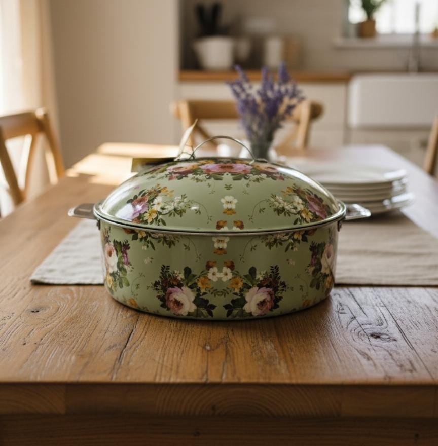 MayFlower Stainless Steel Hot Pot 3500ml – Pista Green Floral Design, Thermal Food Container - Al Kabayel Discount CentreMayFlower Stainless Steel Hot Pot 3500ml – Pista Green Floral Design, Thermal Food ContainerCasserolesMAYFLOWERAl Kabayel Discount Centre