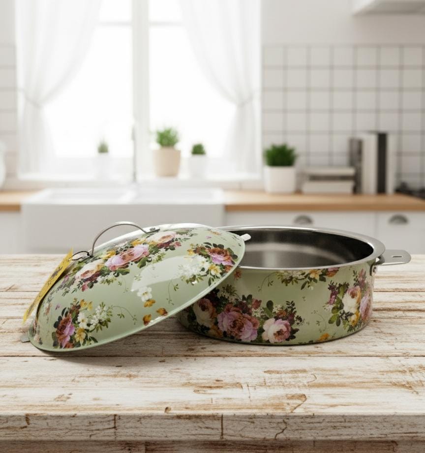 MayFlower Stainless Steel Hot Pot 3500ml – Pista Green Floral Design, Thermal Food Container - Al Kabayel Discount CentreMayFlower Stainless Steel Hot Pot 3500ml – Pista Green Floral Design, Thermal Food ContainerCasserolesMAYFLOWERAl Kabayel Discount Centre
