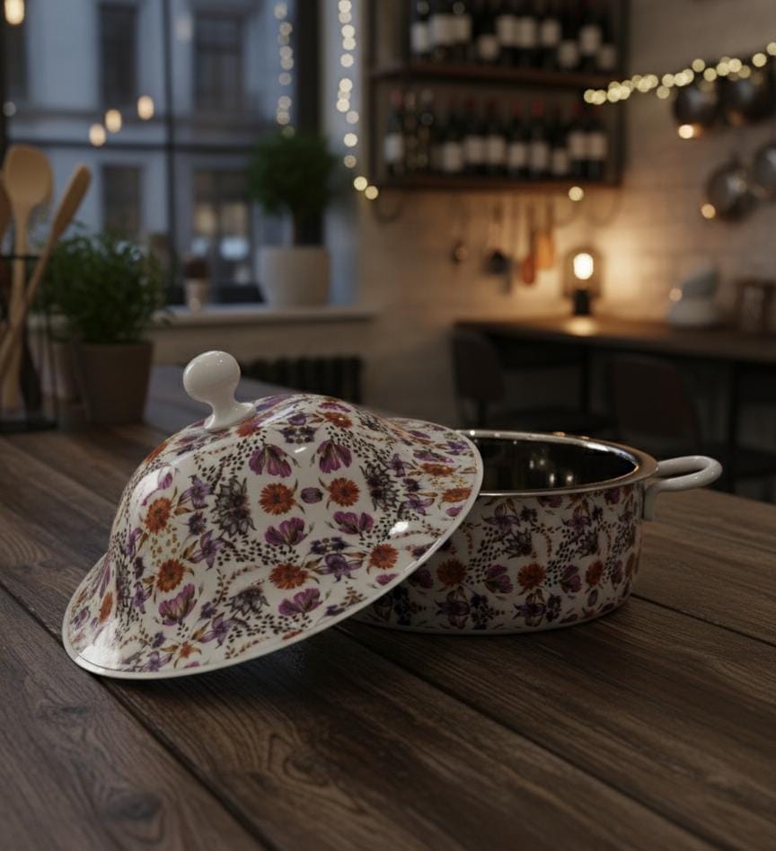 MayFlower Stainless Steel Hot Pot 3500ml – White Floral Design, Double - Wall Thermal Food Warmer - Al Kabayel Discount CentreMayFlower Stainless Steel Hot Pot 3500ml – White Floral Design, Double - Wall Thermal Food WarmerCasserolesMAYFLOWERAl Kabayel Discount Centre
