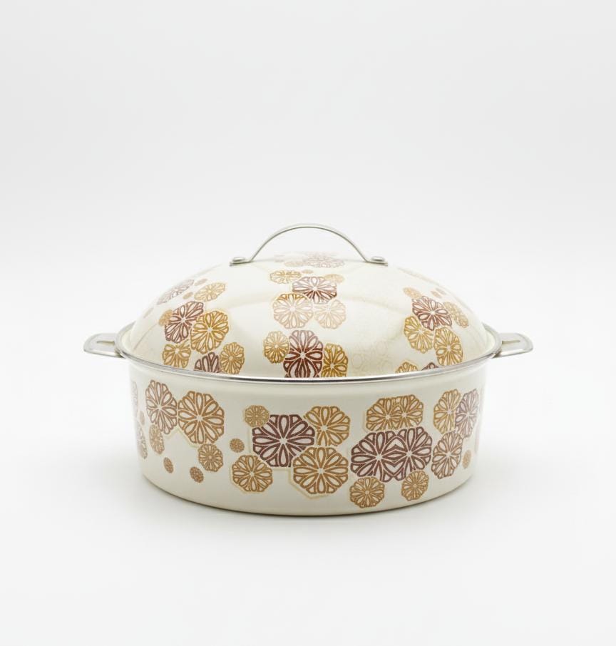 MayFlower Stainless Steel Hot Pot 3500ml – White with Gold & Brown Floral Design, Stylish Insulated Pot - Al Kabayel Discount CentreMayFlower Stainless Steel Hot Pot 3500ml – White with Gold & Brown Floral Design, Stylish Insulated PotCasserolesMAYFLOWERAl Kabayel Discount Centre