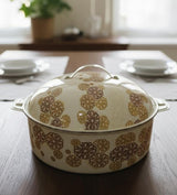MayFlower Stainless Steel Hot Pot 3500ml – White with Gold & Brown Floral Design, Stylish Insulated Pot - Al Kabayel Discount CentreMayFlower Stainless Steel Hot Pot 3500ml – White with Gold & Brown Floral Design, Stylish Insulated PotCasserolesMAYFLOWERAl Kabayel Discount Centre