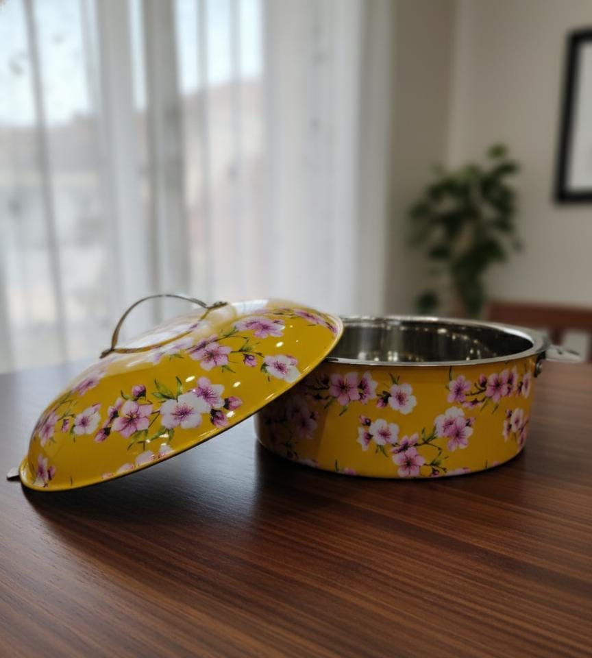 MayFlower Stainless Steel Hot Pot 5000ml – Yellow Floral Design, Large Thermal Food Casserole - Al Kabayel Discount CentreMayFlower Stainless Steel Hot Pot 5000ml – Yellow Floral Design, Large Thermal Food CasseroleCasserolesMAYFLOWERAl Kabayel Discount Centre