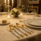 MayFlower Stainless Steel Premium Gold Diamond Handle Full Cutlery Set Luxury Tableware Set for Dining and Gifting – 24 Pieces - Al Kabayel Discount CentreMayFlower Stainless Steel Premium Gold Diamond Handle Full Cutlery Set Luxury Tableware Set for Dining and Gifting – 24 PiecesSpatulas And SpoonsMAYFLOWERAl Kabayel Discount Centre