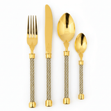 MayFlower Stainless Steel Premium Gold Diamond Handle Full Cutlery Set Luxury Tableware Set for Dining and Gifting – 24 Pieces - Al Kabayel Discount CentreMayFlower Stainless Steel Premium Gold Diamond Handle Full Cutlery Set Luxury Tableware Set for Dining and Gifting – 24 PiecesSpatulas And SpoonsMAYFLOWERAl Kabayel Discount Centre