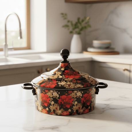 MayFlower Stainless Steel Thermal Hot Pot 2.5L – Black with Flower Design - Al Kabayel Discount CentreMayFlower Stainless Steel Thermal Hot Pot 2.5L – Black with Flower DesignCasserolesMAYFLOWERAl Kabayel Discount Centre