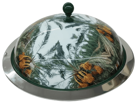 MayFlower Tropical Paradise Glass Serving Dome with Silver Base 60*60*27 CM - Al Kabayel Discount CentreMayFlower Tropical Paradise Glass Serving Dome with Silver Base 60*60*27 CMServing TraysMAYFLOWERAl Kabayel Discount Centre
